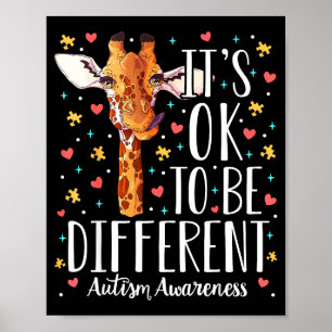 Poster Girafa Conscientização do Autismo Está Ok Ser Dife