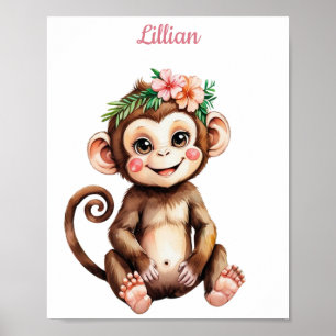 Poster Girafa da selva da garota personalizada
