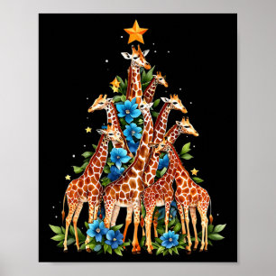 Poster Girafa de Árvore de Natal Girafa Cuada Amava Xmas