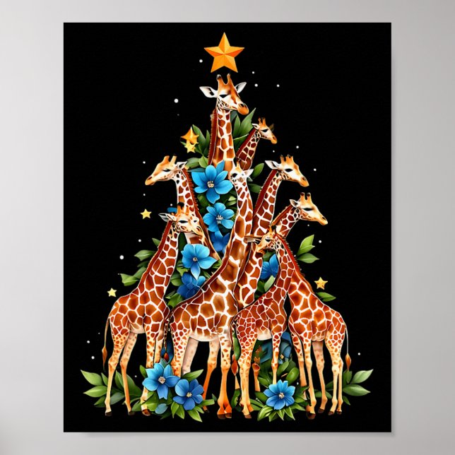 Poster Girafa de Árvore de Natal Girafa Cuada Amava Xmas  (Frente)