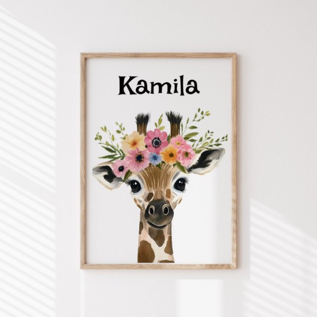 Pôster Girafa de Bebê Personalizada com Ferro Florestal (Criador carregado)