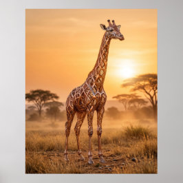 Poster Girafa de Cobre Pôr do Sol