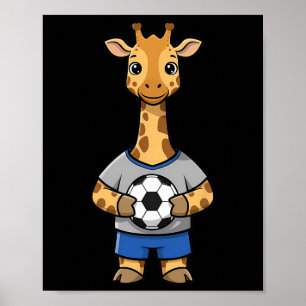Poster Girafa de futebol fofo jogador de futebol animal e