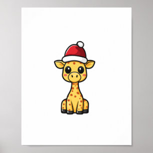 Poster Girafa de Natal Fofa em Quadrinhos
