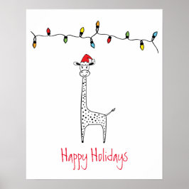 Poster Girafa de Natal Whimsical