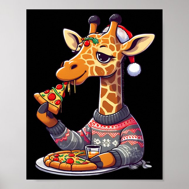 Poster Girafa de Pizza de Natal  (Frente)