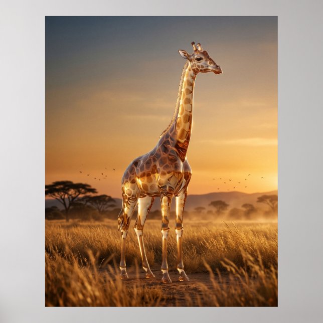 Poster Girafa de Vidro Savana Amanhecer (Frente)