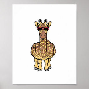 Poster Girafa do Dedo do Meio Engraçado Ofensivo Safari