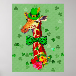 Pôster Girafa do dia de St Patrick