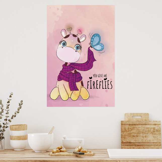 Poster Girafa em Aquarela (Cozinha)