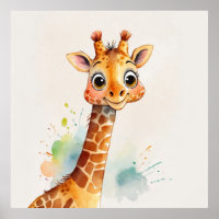 Girafa em Aquarela Pintura na Enfermeira