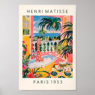 Poster Girafa Em Bathtub Inspirada Por Arte Matisse, Engr