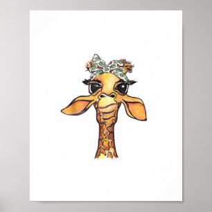 Poster Girafa Engraçada Bandana Tropical Hipster Girafa G