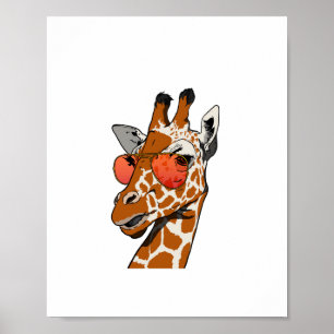 Poster Girafa Engraçada com Óculos de Sol Presente para G