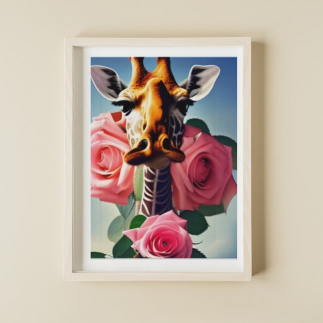 Poster Girafa engraçada e Arte Digital Rosa (Criador carregado)