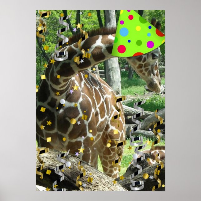 Pôster Girafa Festa Animada (Frente)
