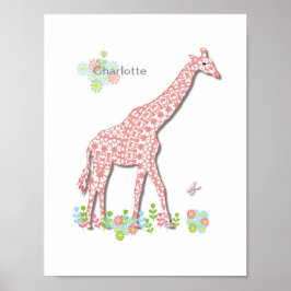 Pôster Girafa Fofa Capricho Crianças Imagem Personalizada