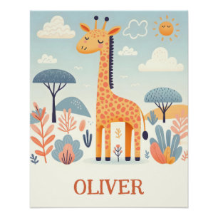 Pôster Girafa Fofa e Caprichosa na Savana