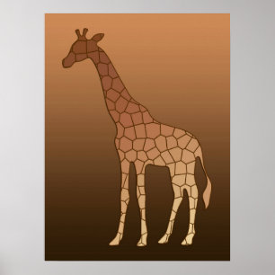 Pôster Girafa Geométrica Moderna, Cobre e Marrom