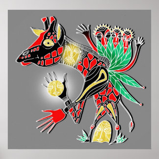 Pôster girafa mamã