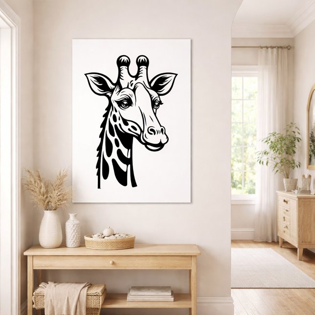 Poster Girafa Minimalista Preto e Branco (Criador carregado)