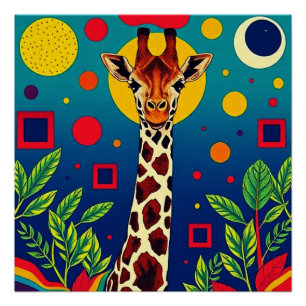 Pôster Girafa na folhagem