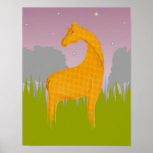 Poster Girafa no por do sol em uma planície gramínea
