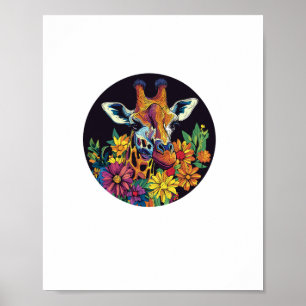 Poster Girafa Rodeada por Flores Vibrantes _1