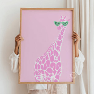 Poster Girafa rosa Girafa Óculos escuros Muralha