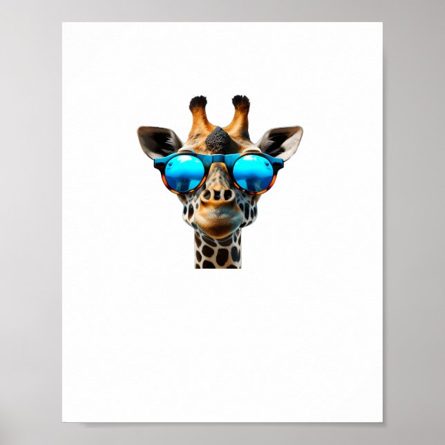 Poster Girafa sorridente engraçada com óculos de sol (Frente)