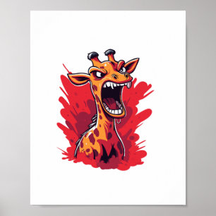 Poster Girafa Zangada Gráfico Girafa Engraçada Kawaii