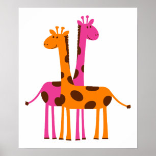 Poster girafas- 297326 girafas cor-de-laranja cor-de-rosa