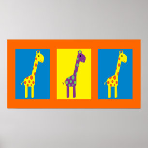 Pôster Girafas bonitos & coloridos customizáveis