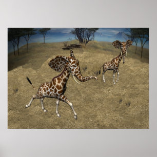 Poster Girafas de elefante giratório