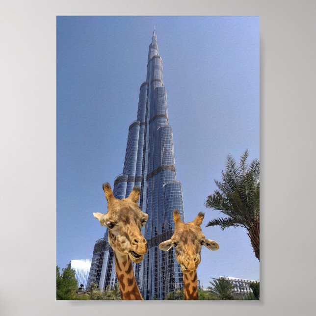 Poster Girafas Excêntricas na Arte de Parede do Burj Khal (Frente)