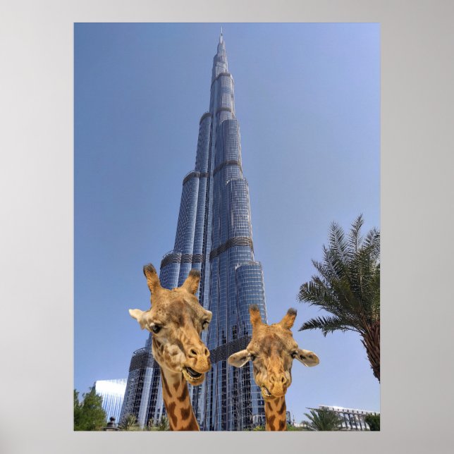 Poster Girafas Excêntricas na Arte de Parede do Burj Khal (Frente)
