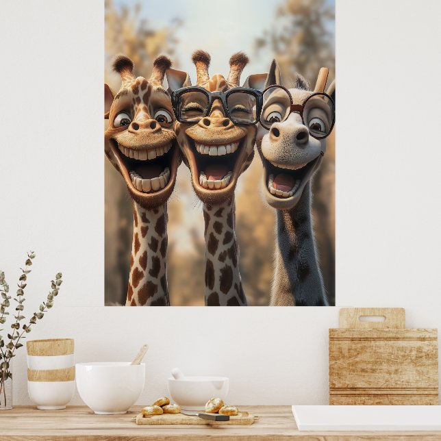 Poster Girafas peludas nos óculos (Cozinha)