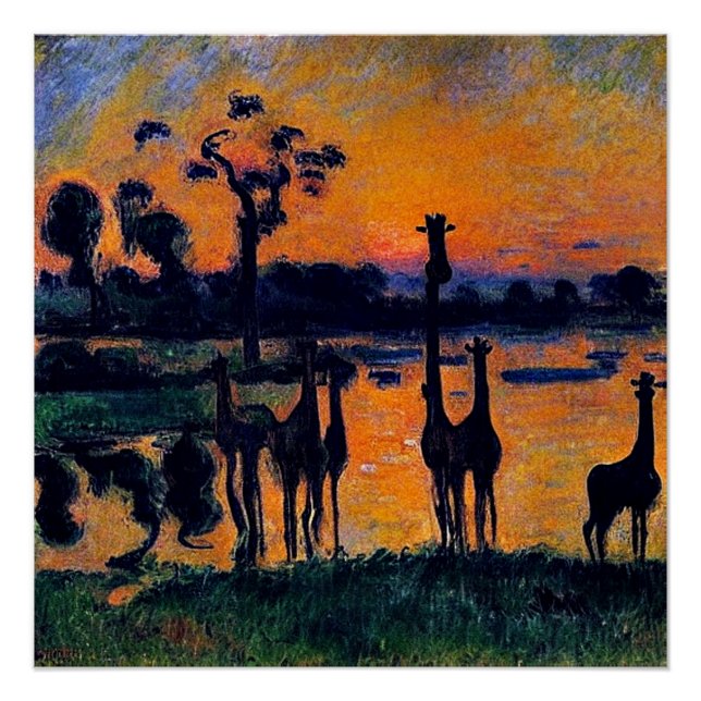 Pôster Girafas Silhuetadas (Frente)