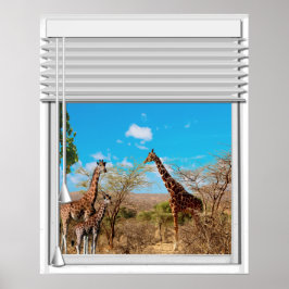 Poster Girafas Vista da Janela Falsa