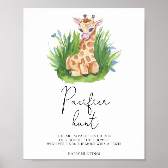 Poster Giraffe - caça ao chupeta jogo de chá de bebê (Frente)