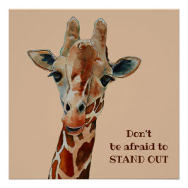 Pôster Giraffe das Safari Tier Aquarell 