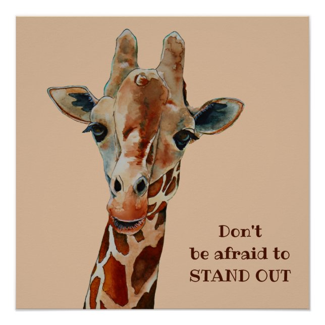 Pôster Giraffe das Safari Tier Aquarell  (Frente)