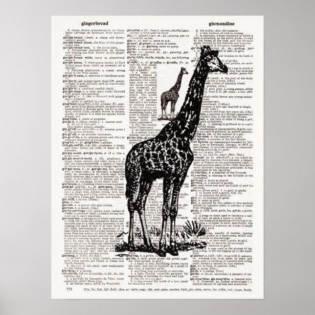 Pôster Giraffe Dictionary Art (Frente)