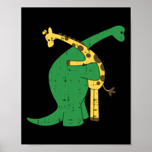 Poster Giraffe Dinosaur Hug Love Dino Animais Safari Hall
