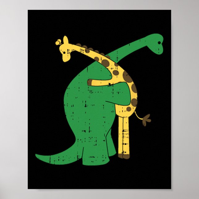 Poster Giraffe Dinosaur Hug Love Dino Animais Safari Hall (Frente)