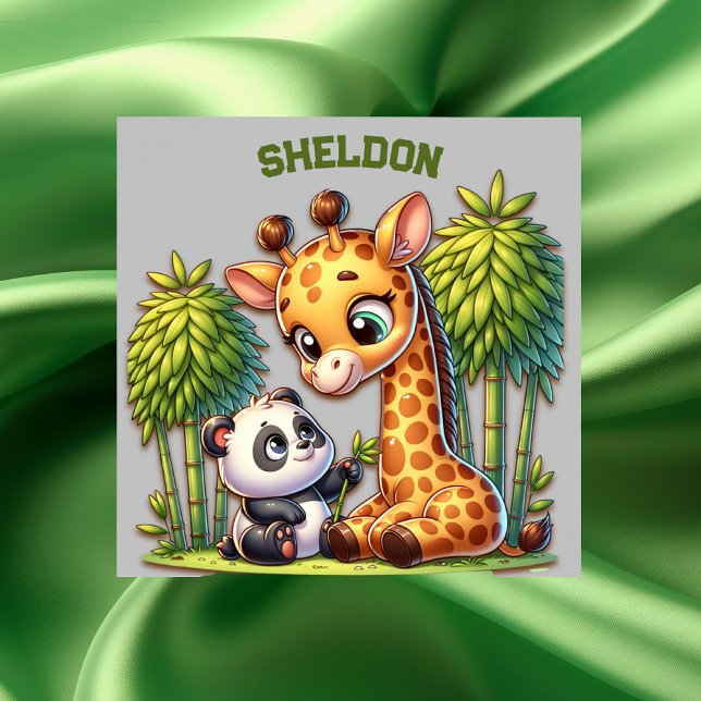 Poster Giraffe e Panda Monogramas | (Criador carregado)
