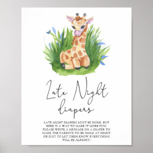 Poster Giraffe \ Jogo noturno de fraldas
