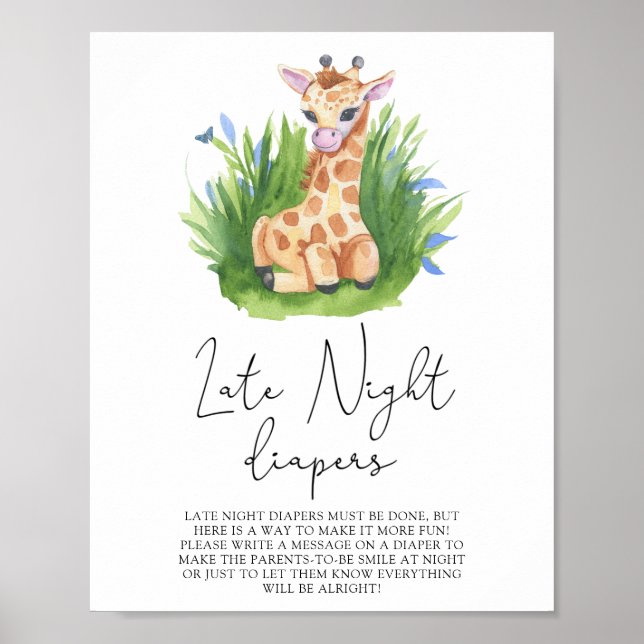 Poster Giraffe \ Jogo noturno de fraldas (Frente)