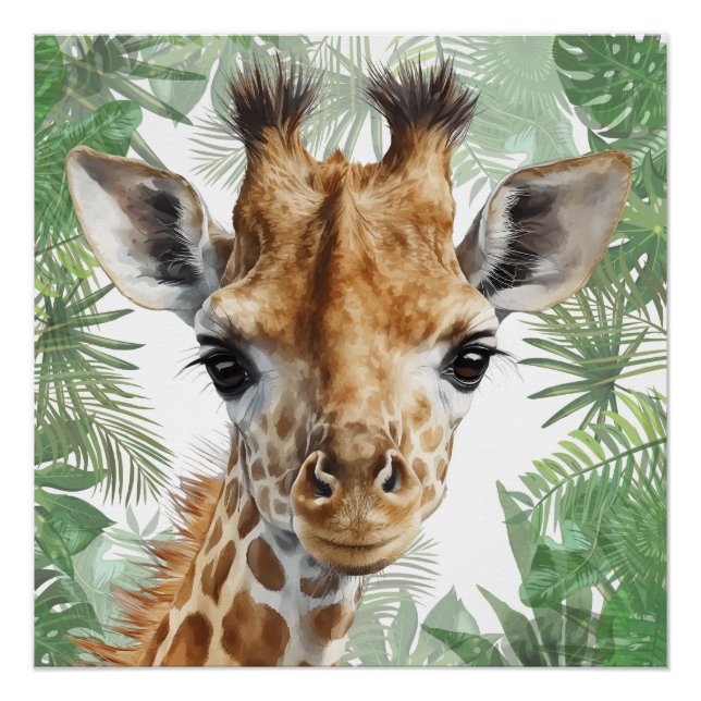 Pôster Giraffe Jungle Background  (Frente)