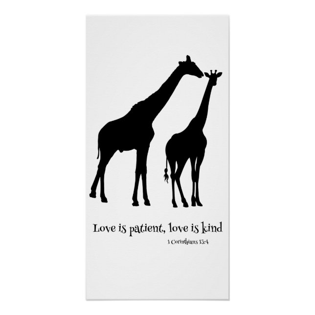 Pôster Giraffe Love é paciente, Love is Kind (Frente)